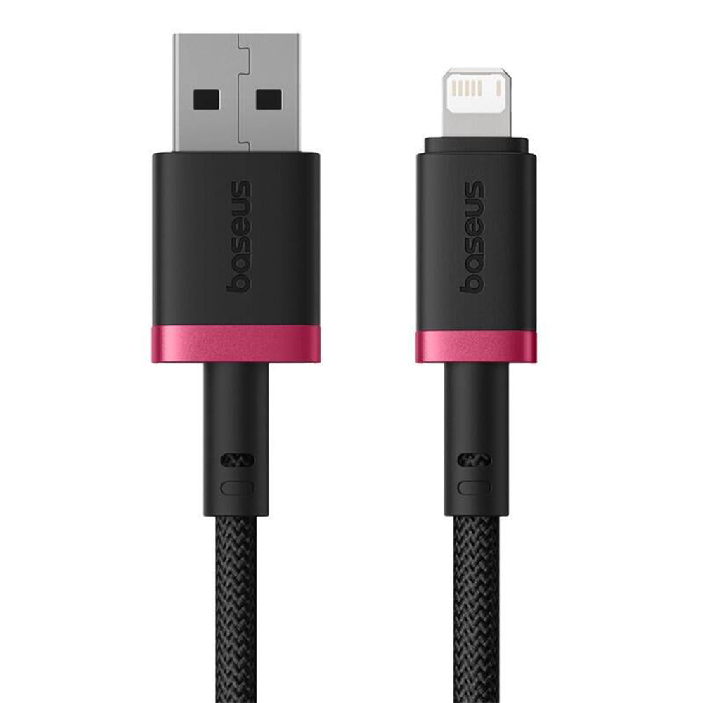 Cablu Baseus Dura Series (P10377801U01-03), USB to Lightning, Fast Charging, 2.4A, 480Mbps, Nylon, 2m, Rosu / Black