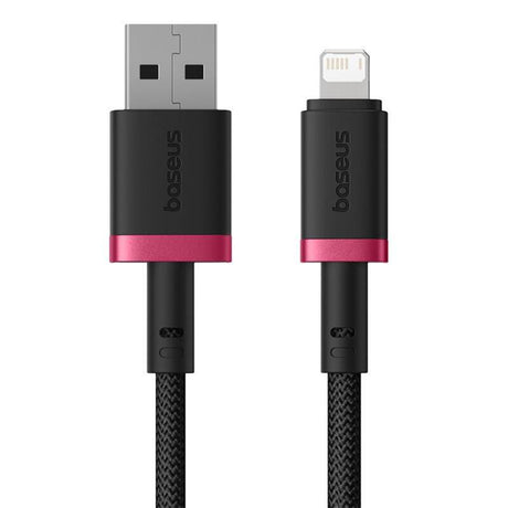 Cablu Baseus Dura Series (P10377801U01-03), USB to Lightning, Fast Charging, 2.4A, 480Mbps, Nylon, 2m, Rosu / Black