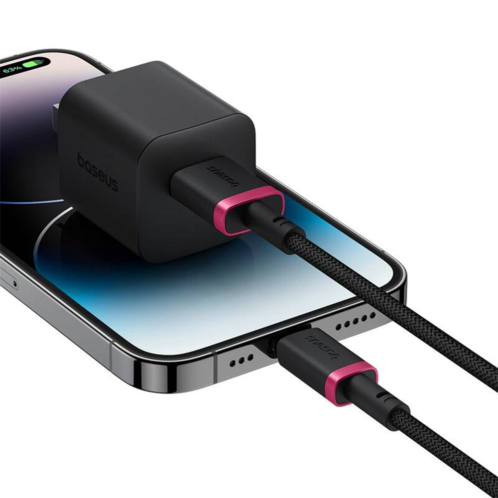 Cablu Baseus Dura Series (P10377801U01-03), USB to Lightning, Fast Charging, 2.4A, 480Mbps, Nylon, 2m, Rosu / Black