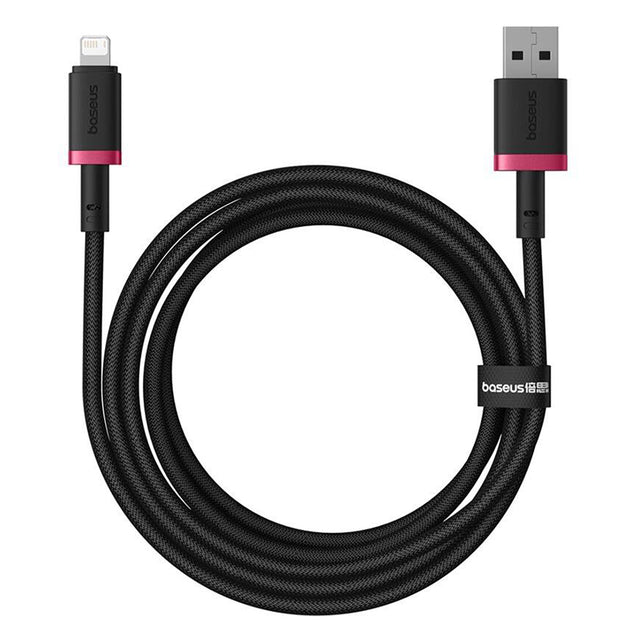 Cablu Baseus Dura Series (P10377801U01-03), USB to Lightning, Fast Charging, 2.4A, 480Mbps, Nylon, 2m, Rosu / Black