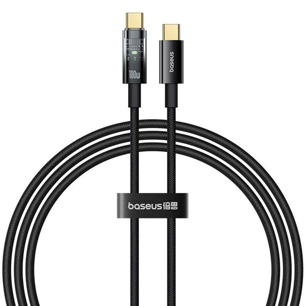 Cablu Baseus Explorer (P10319704111-00), Type-C, Fast Charge, 100W, with Auto Shutdown, Naylon, 2m, Cluster Black