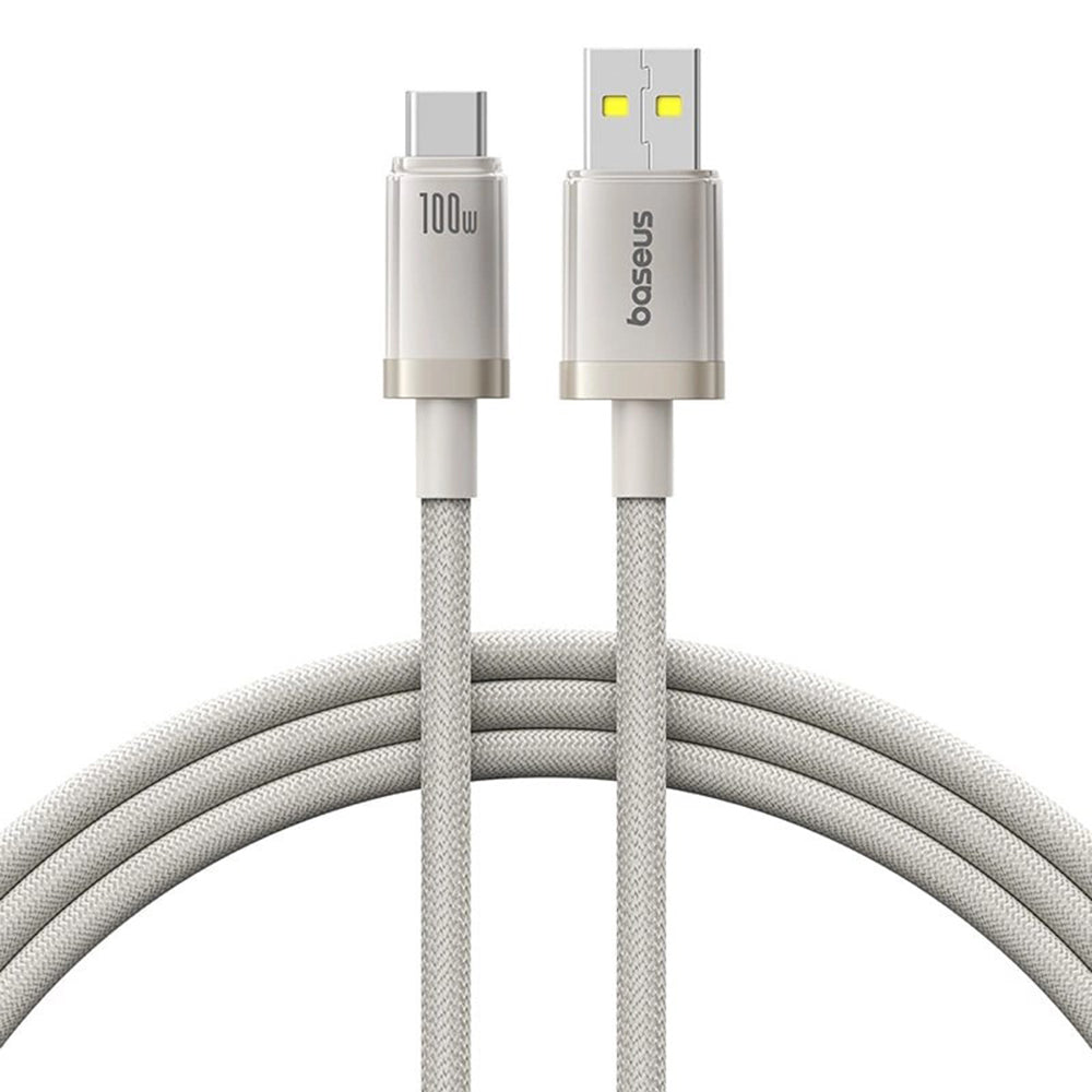 Cablu Baseus Titanium (P10378102G21-00), USB to Type-C 100W, Fast Charging, 480Mbps, Naylon, 1m, Argintiu
