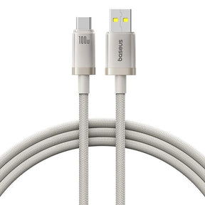 Cablu Baseus Titanium (P10378102G21-00), USB to Type-C 100W, Fast Charging, 480Mbps, Naylon, 1m, Argintiu