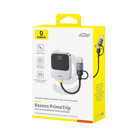Gadget Baseus CarPlay Adapter Safe Journey Series (C10745100813-00), with USB-C to USB Cable, Bluetooth 5.0, Voice Control, Gri