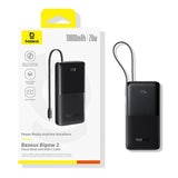 Baterie externa Baseus Bipow 2 (P10077101213-00), with Built-in USB-C Cable, Type-C, USB, Smart Display, 10000mAh, 20W, Alb