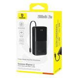 Baterie externa Baseus Bipow 2 (P10077101113-01), with Built-in USB-C Cable, Type-C, USB, Smart Display, 20000mAh, 20W, Negru