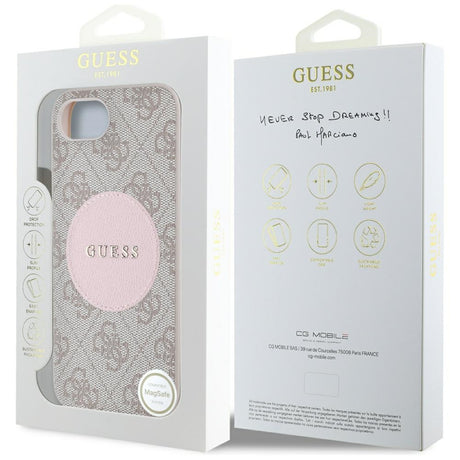 Husa de protectie Guess 4G Circle Classic Logo MagSafe (GUHMPSE4P4PGRSGP) compatibil cu iPhone 16e / iPhone 17e, Roz