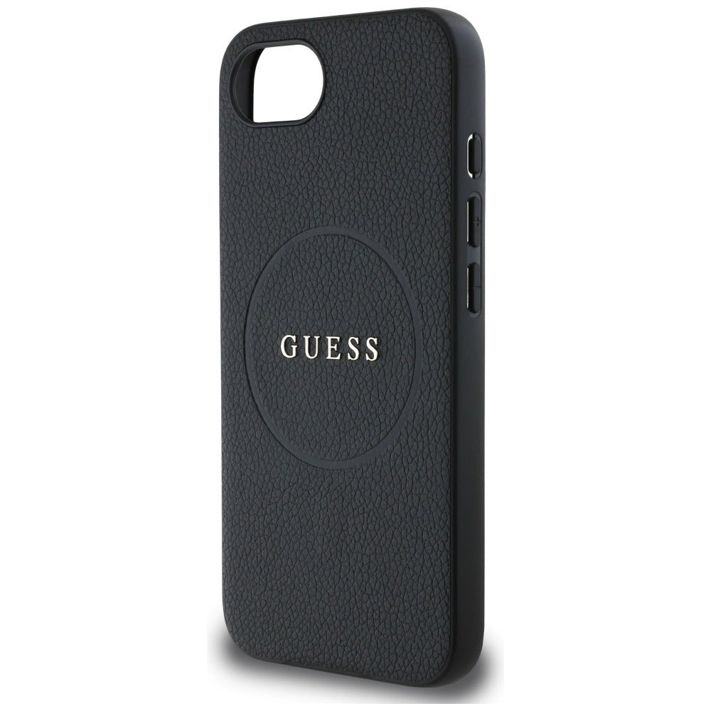Husa de protectie Guess Grained Gold Ring MagSafe (GUHMPSE4PGHSMMK) compatibil cu iPhone 16e / iPhone 17e, Negru