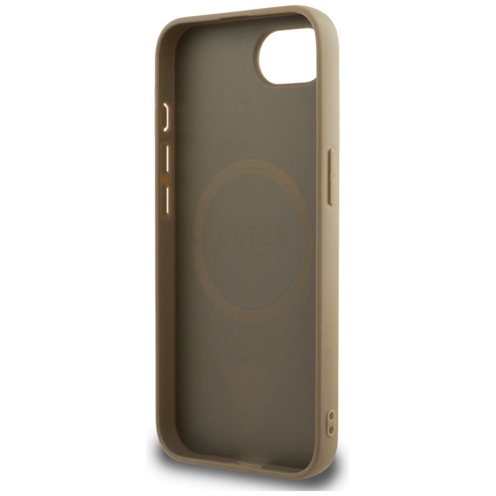 Husa de protectie Guess Grained PU Triangle Logo MagSafe (GUHMPSE4PGTSPSW) compatibil cu iPhone 16e / iPhone 17e, Maro