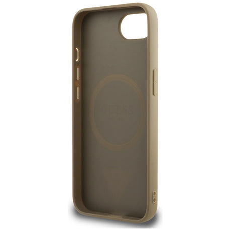 Husa de protectie Guess Grained PU Triangle Logo MagSafe (GUHMPSE4PGTSPSW) compatibil cu iPhone 16e / iPhone 17e, Maro