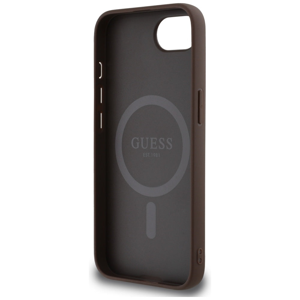 Husa de protectie Guess 4G Ring Classic Logo MagSafe (GUHMPSE4G4GFRW) compatibil cu iPhone 16e / iPhone 17e, Maro