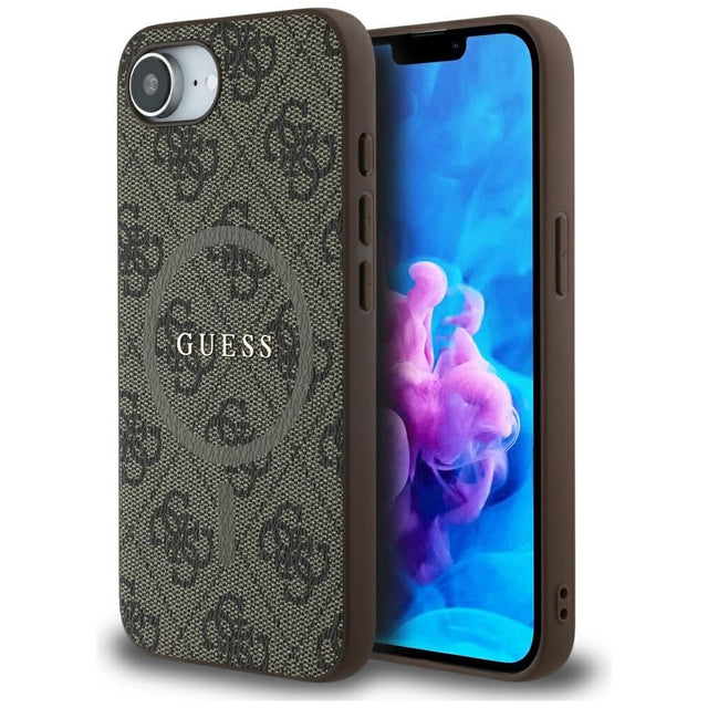 Husa de protectie Guess 4G Ring Classic Logo MagSafe (GUHMPSE4G4GFRW) compatibil cu iPhone 16e / iPhone 17e, Maro