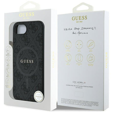 Husa de protectie Guess 4G Ring Classic Logo MagSafe (GUHMPSE4G4GFRK) compatibil cu iPhone 16e / iPhone 17e, Negru