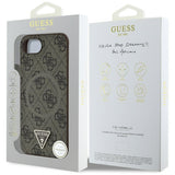 Husa de protectie Guess 4G Ring Triangle Logo MagSafe (GUHMPSE4P4TDPW) compatibil cu iPhone 16e / iPhone 17e, Maro