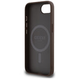 Husa de protectie Guess 4G Ring Triangle Logo MagSafe (GUHMPSE4P4TDPW) compatibil cu iPhone 16e / iPhone 17e, Maro