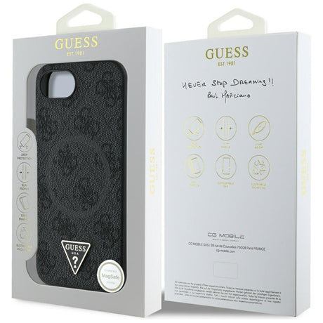 Husa de protectie Guess 4G Ring Triangle Logo MagSafe (GUHMPSE4P4TDPK) compatibil cu iPhone 16e / iPhone 17e, Negru