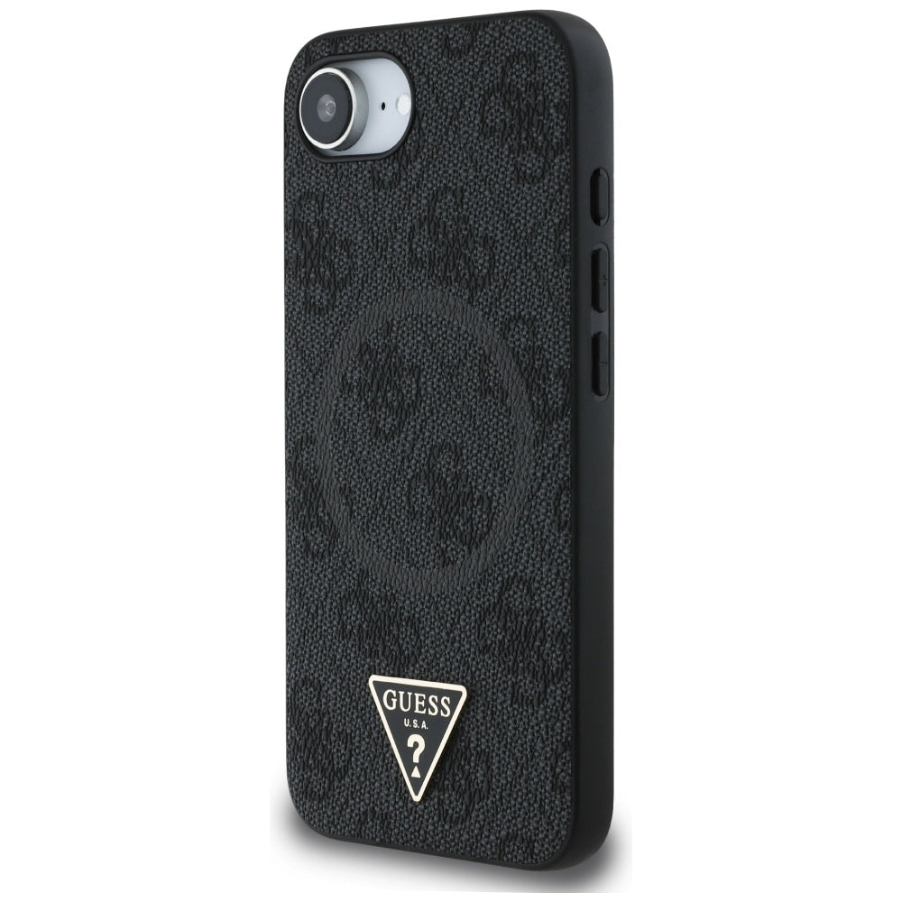 Husa de protectie Guess 4G Ring Triangle Logo MagSafe (GUHMPSE4P4TDPK) compatibil cu iPhone 16e / iPhone 17e, Negru