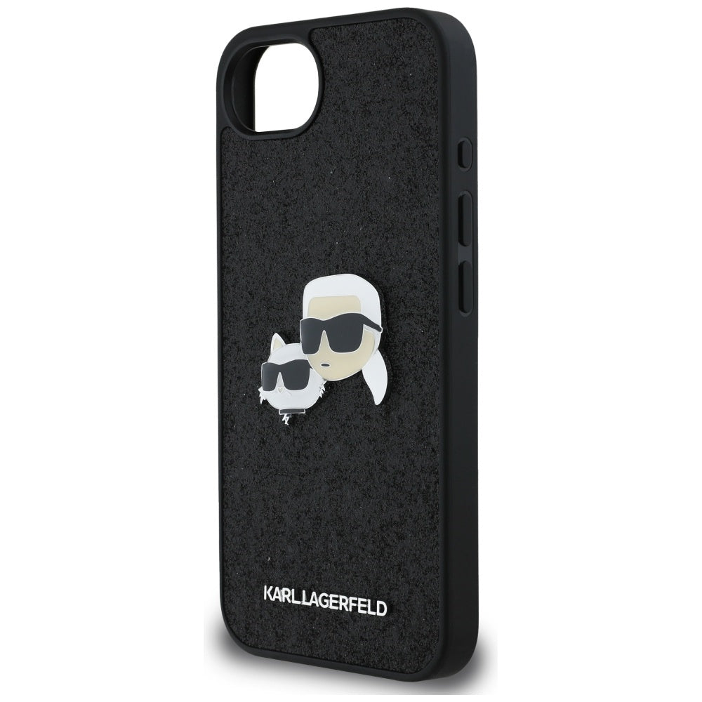 Husa de protectie Karl Lagerfeld Hardcase Glitter Fixed (KLHCPSE4PFGKCPK) compatibil cu iPhone 16e / iPhone 17e, Karl&Choupette Head