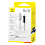 Cablu Baseus Vipow (P10381802851-00), Type-C, Fast Charging, Display, Sleep Mode, 100W, 1m, Galaxy Natural Titanium