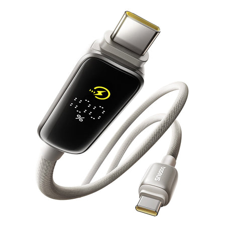 Cablu Baseus Vipow (P10381802851-01), Type-C, Fast Charging, Display, Sleep Mode, 100W, 2m, Galaxy Natural Titanium