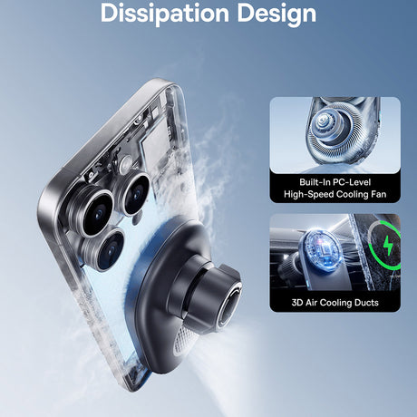 Suport Baseus Wireless PrimeTrip VC1 Pro (C40169009123-00), for Air Vent, Type-C, 15W, Qi2, with Cooling Fan, Negru