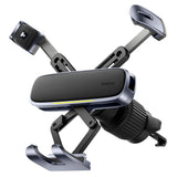 Suport Baseus (C40483401813-00), for Phone/Tablet, Leather Finish, Retractable Arms, Auto Clamping, Negru Silver