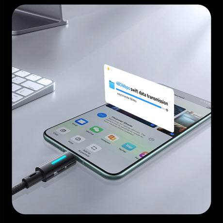 Cablu Baseus Lit (P10379002121-00), USB to Type-C, 100W, Fast Charging, LED Light, Button-Control, 1m, Negru Cosmic