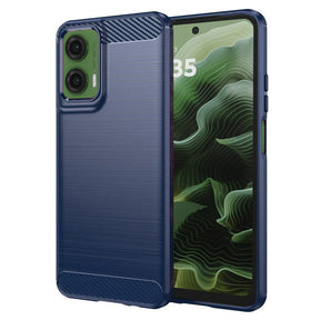 Husa de protectie Techsuit Carbon Silicone compatibil cu Motorola Moto G35, Albastru