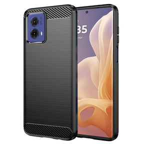 Husa de protectie Techsuit Carbon Silicone compatibil cu Motorola Moto G85, Negru