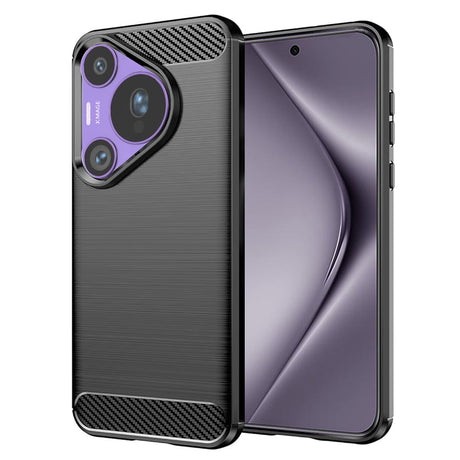 Husa de protectie Techsuit Carbon Silicone compatibil cu Huawei Pura 70 Pro, Negru
