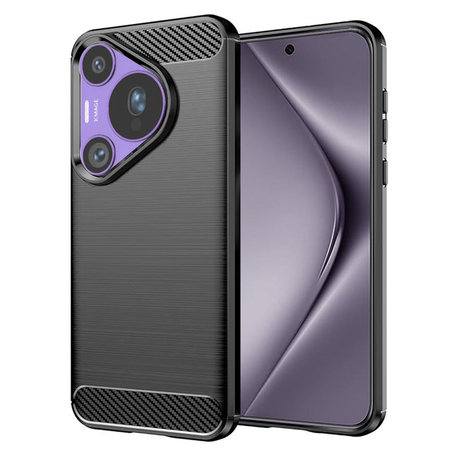Husa de protectie Techsuit Carbon Silicone compatibil cu Huawei Pura 70 Pro, Negru