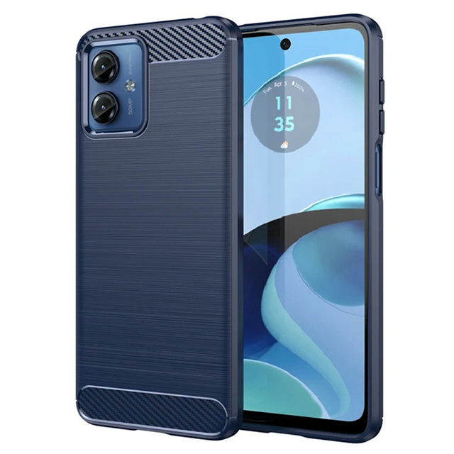 Husa de protectie Techsuit Carbon Silicone compatibil cu Motorola Moto G14, Albastru