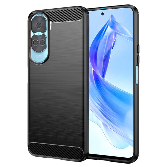 Husa de protectie Techsuit Carbon Silicone compatibil cu Honor 90 Lite, Negru
