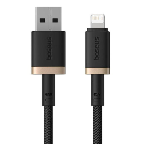 Cablu Baseus Dura Series (P10377801U01-02), USB to Lightning, Fast Charging, 480Mbps, 2.4A, Nylon, 2m, Auriu / Black