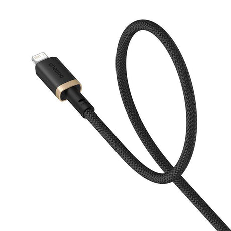 Cablu Baseus Dura Series (P10377801U01-02), USB to Lightning, Fast Charging, 480Mbps, 2.4A, Nylon, 2m, Auriu / Black