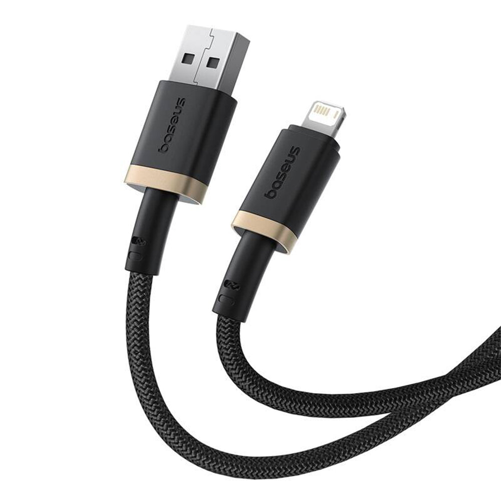 Cablu Baseus Dura Series (P10377801U01-02), USB to Lightning, Fast Charging, 480Mbps, 2.4A, Nylon, 2m, Auriu / Black