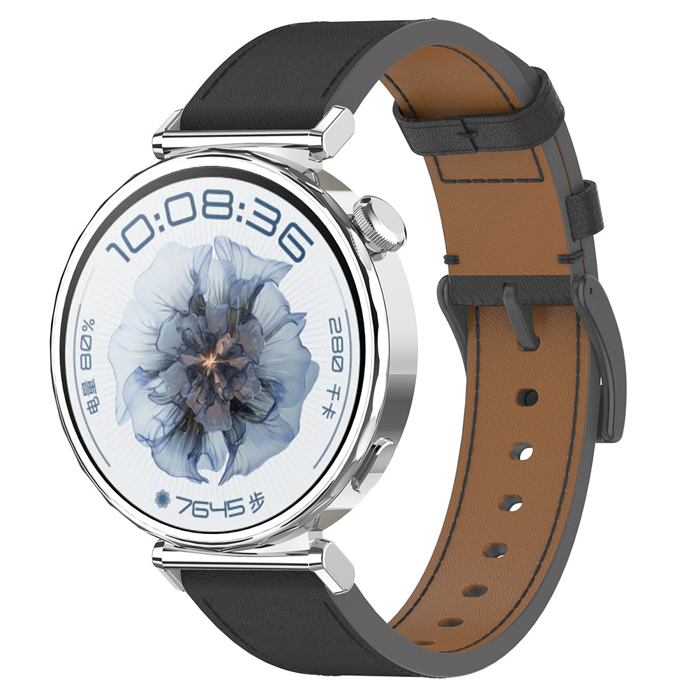 Curea smartwatch Techsuit Watchband 18mm (W073) compatibil cu Huawei Watch GT 4 (41mm)/W1/Honor Watch S1/Garmin Venu 2S/Vivoactive 4S, Negru