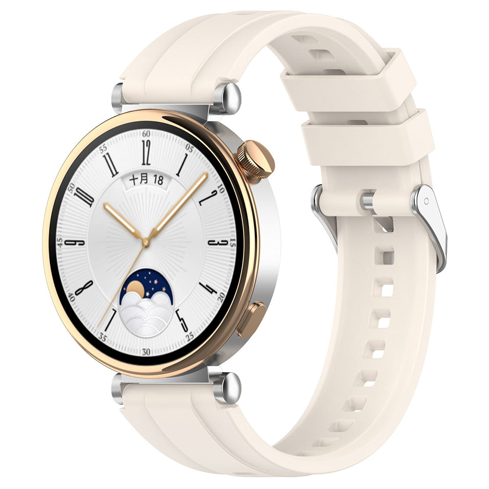 Curea smartwatch Techsuit Watchband 18mm (W075) compatibil cu Huawei Watch GT 4 (41mm)/W1/Honor Watch S1/Garmin Venu 2S/Vivoactive 4S, Bej