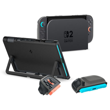 Accesoriu gaming Spigen Protective Case Nano Pop (ACS10206), for Nintendo Switch 2, Slim, with Kickstand, Negru Sesame