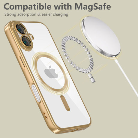 Husa de protectie Techsuit Luxury Crystal MagSafe compatibil cu iPhone 16e / iPhone 17e, Auriu