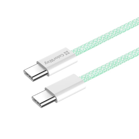 Cablu ColorWay (CW-CBPDCC061-G), for MacBook Pro, Type-C to Type-C, PD Fast Charging 60W, 3A, Nylon, 1m, Verde