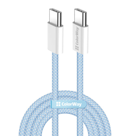 Cablu ColorWay (CW-CBPDCC061-BL), for MacBook Pro, Type-C to Type-C, PD Fast Charging 60W, 3A, Nylon, 1m, Albastru