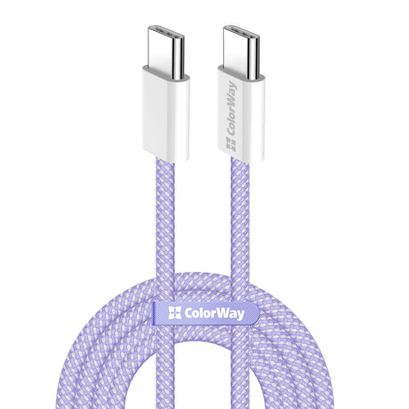 Cablu ColorWay (CW-CBPDCC061-PU), for MacBook Pro, Type-C to Type-C, PD Fast Charging 60W, 3A, Nylon, 1m, Mov