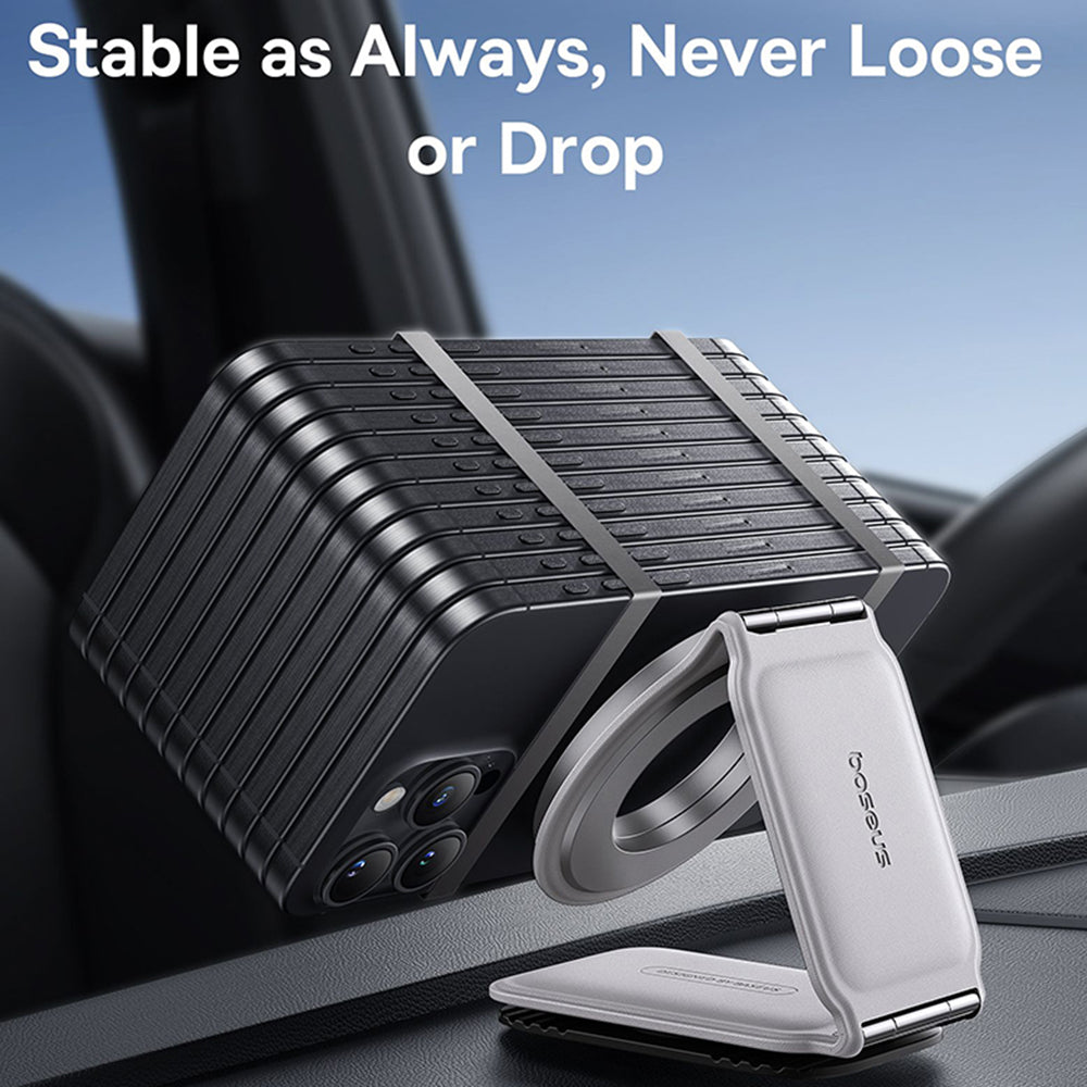 Suport Baseus PrimeTrip Series C02 (C40169002213-00), PU Leather, 360°, 25N, Versatile Mounting Option, Moon White