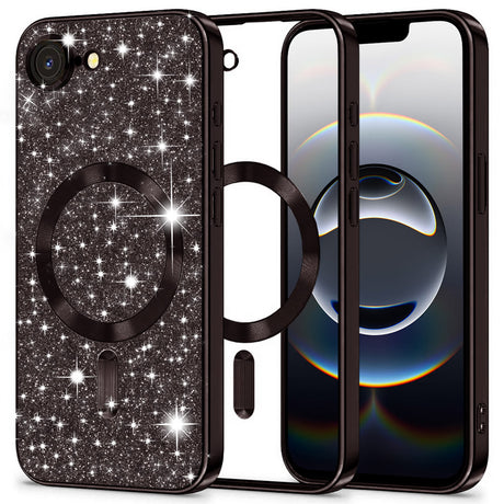 Husa de protectie Techsuit Luxury Glitter MagSafe compatibil cu iPhone 16e / iPhone 17e, Negru