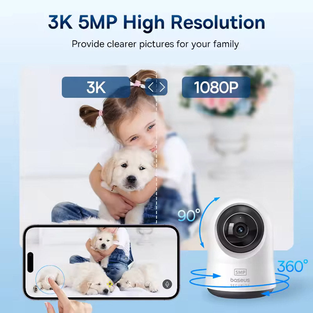 Baseus Indoor Camera Security P1 Pro (S0TV022132), 3K, 5MP, Type-C, Two-way Talk, Night Vision, Digital Zoom, Alb