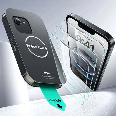 Folie de protectie ESR Tempered Glass UltraFit Tray (set de 2) compatibil cu iPhone 16e / iPhone 17e, Transparent