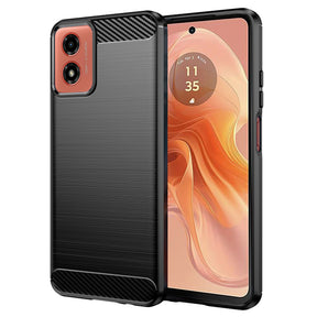 Husa de protectie Techsuit Carbon Silicone compatibil cu Motorola Moto G04 / Moto G04s / Moto G24 / G24 Power / Moto E14, Negru