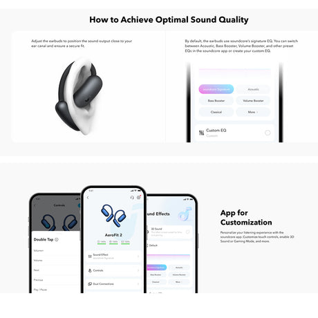 Casti Anker SoundCore AeroFit 2 (A3874G31), for Sport, with Microphone, Bluetooth, Waterproof, Hi-Res, Albastru