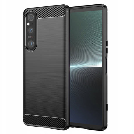 Techsuit Carbon Silicone husă neagră pentru Sony Xperia 1 V